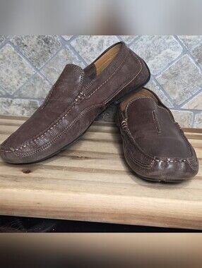 Men's Clarks Ashmont Brown Leather Slip-On Driving Loafers Moc's  9.5 M